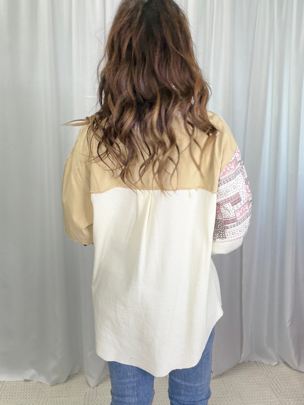 POL Sassy Look Oversized Patch Work Top In 6 Colors *Final Sale*