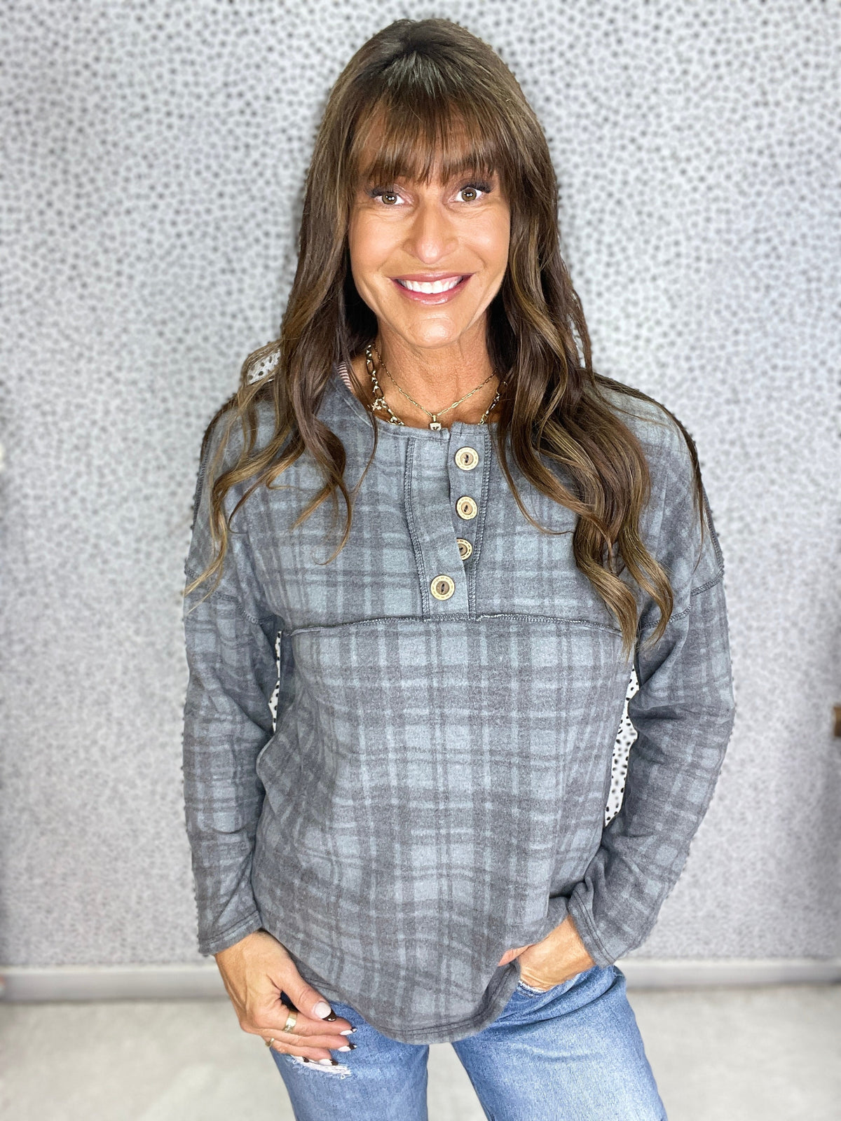 Faded Days Plaid Top in Grey *Final Sale*