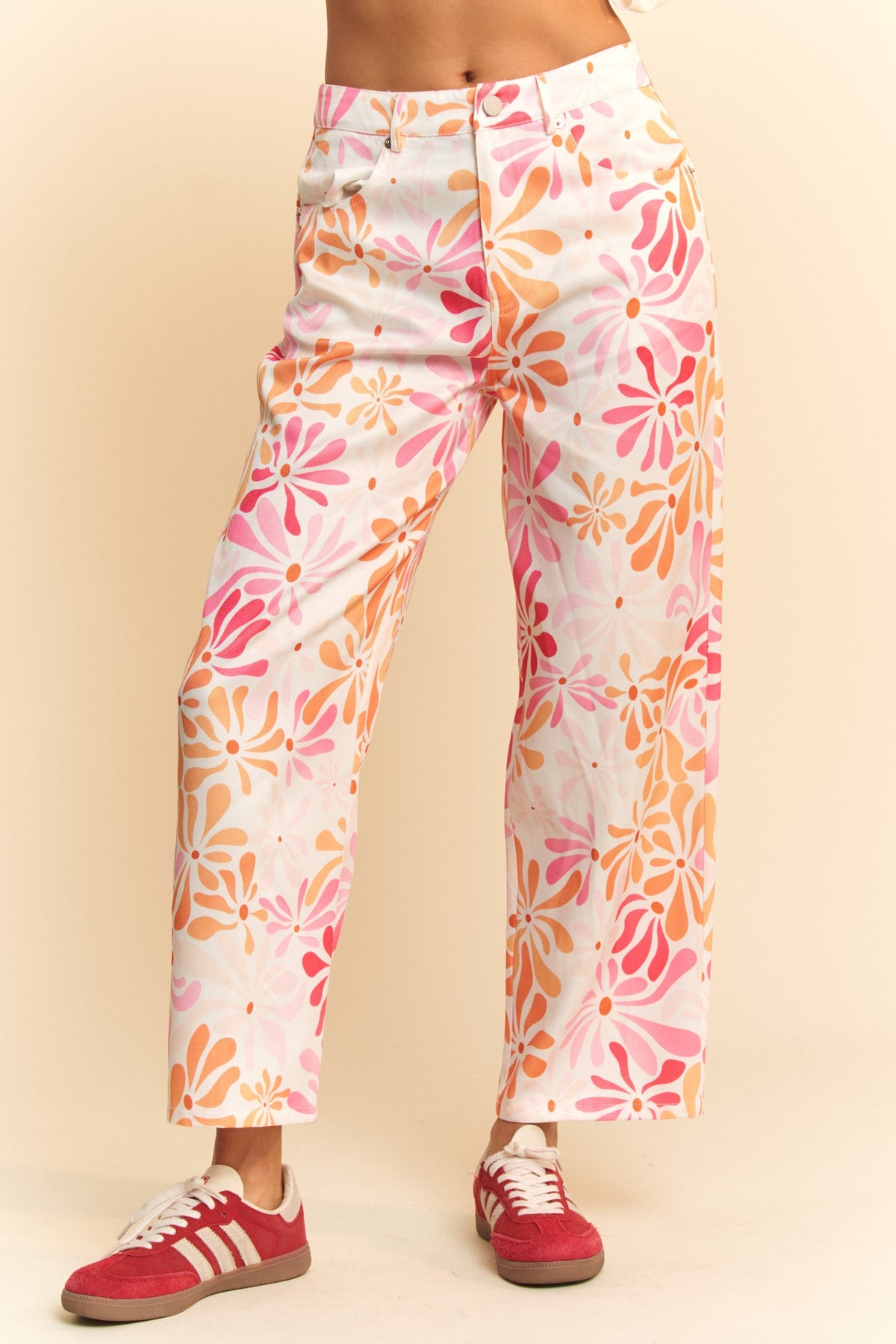 Floral Printed Lightweight Straight Leg Pants In Pink Floral *Final Sale*