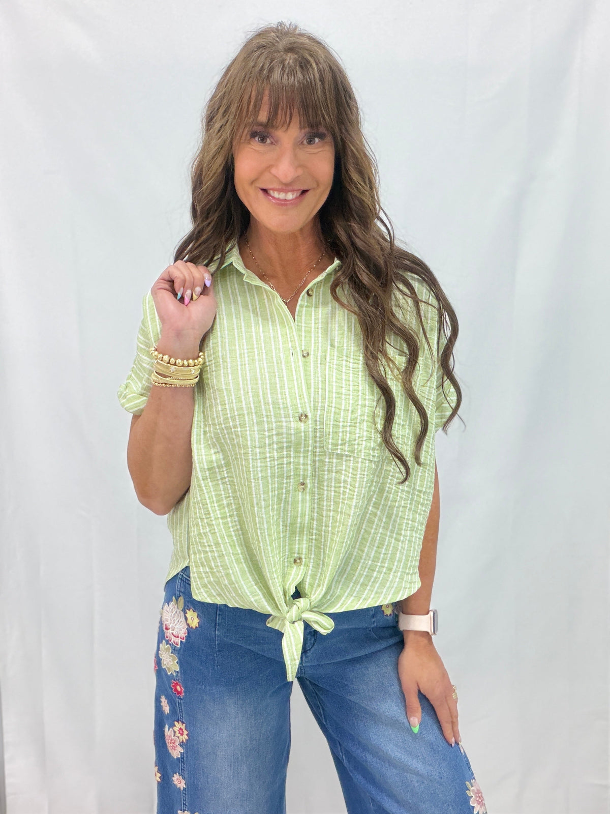 Free To Dream Striped Button Down Shirt In 2 Colors