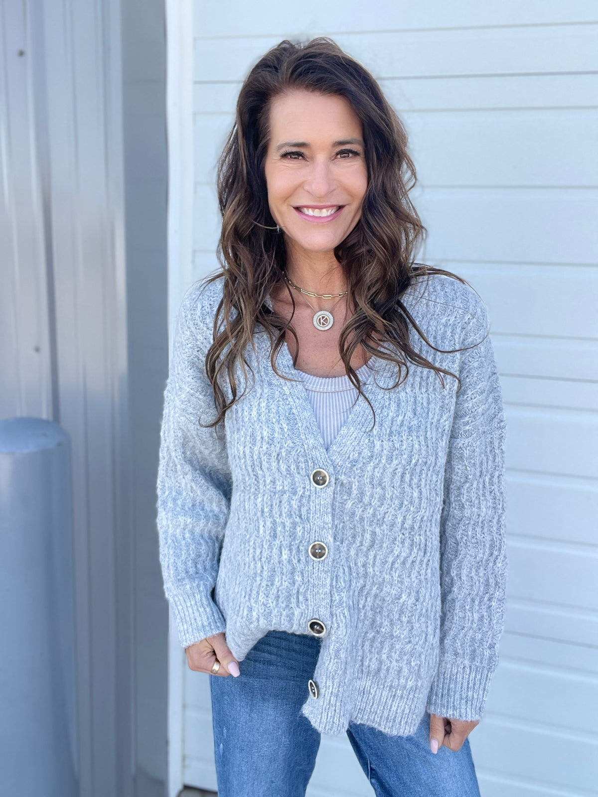 POL Oh So Chill Button Front Sweater Cardigan In 3 Colors: Ivory, Grey, Red *Final Sale*