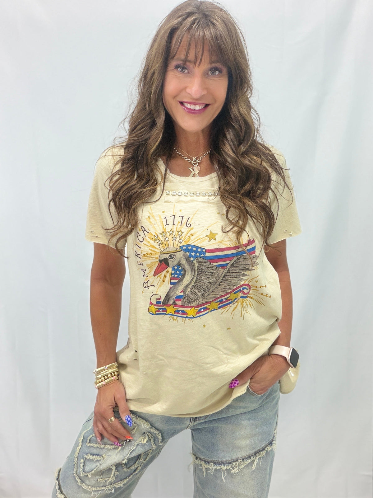America 1776 Swan Tattered Tee