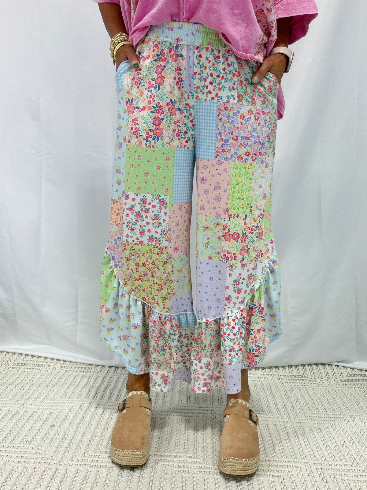 Spring Picnic Patch Ruffle Pants In 2 Colors *Final Sale*