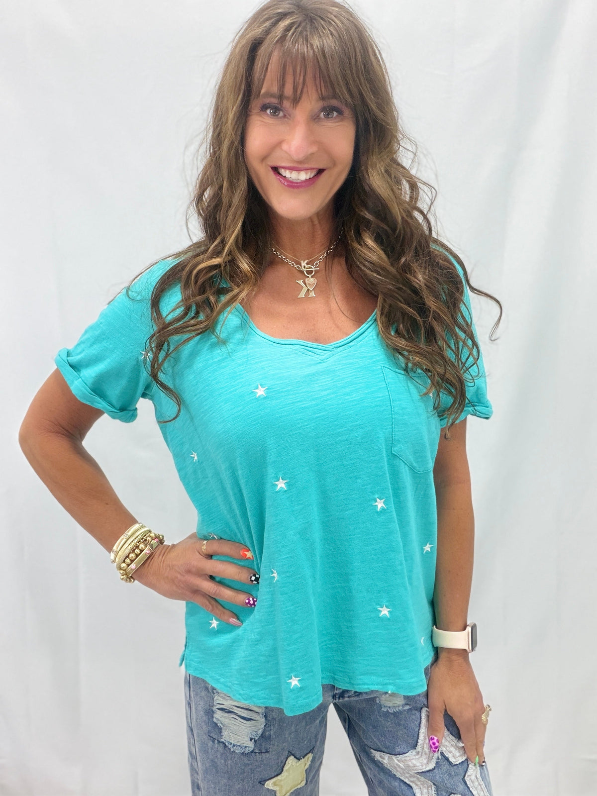 Moonlit Mood Embroidery Washed Top In 2 Colors