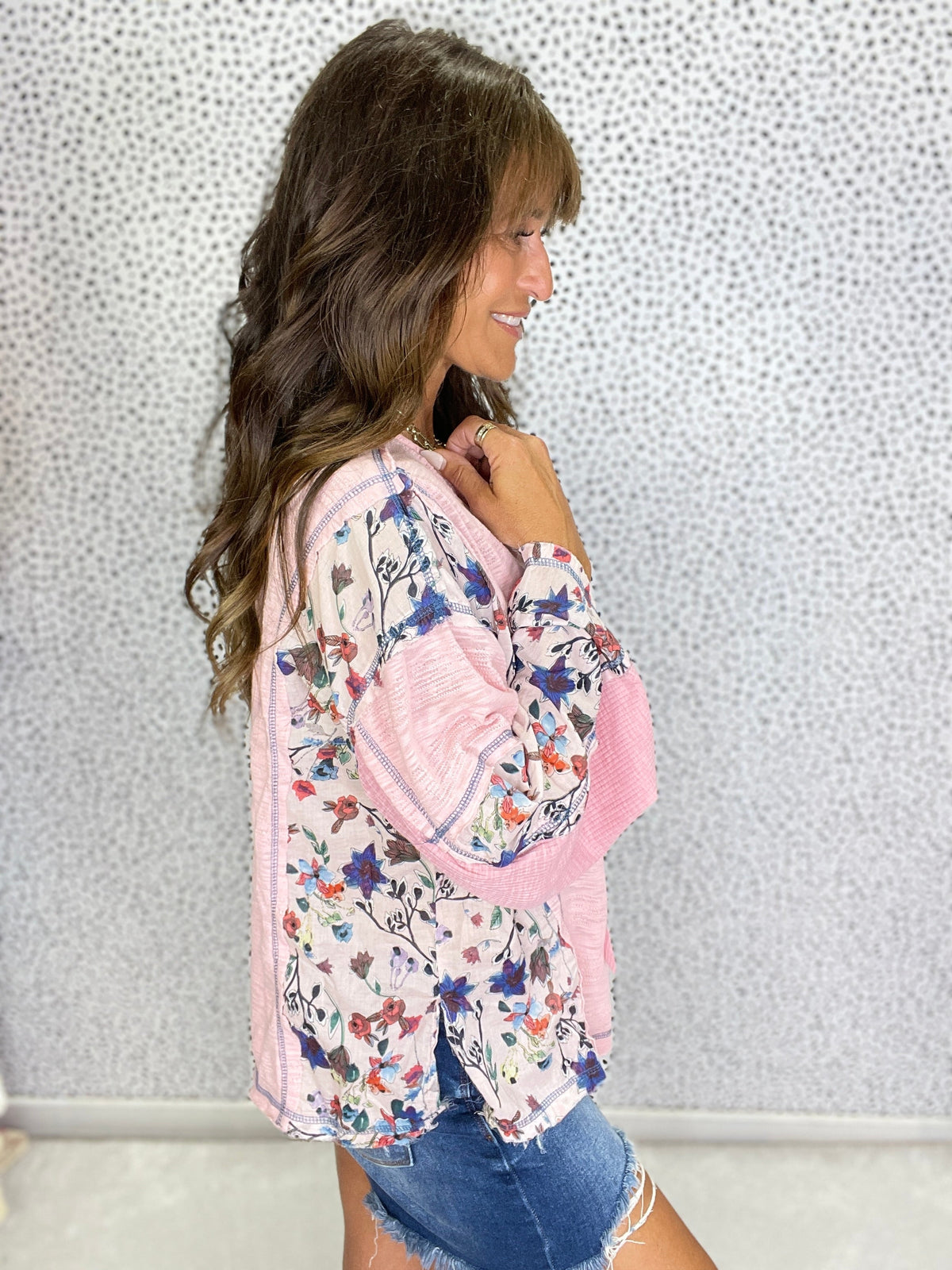 POL Twilight Blossom V-Neck Long Sleeve Top In 2 Colors *Final Sale*