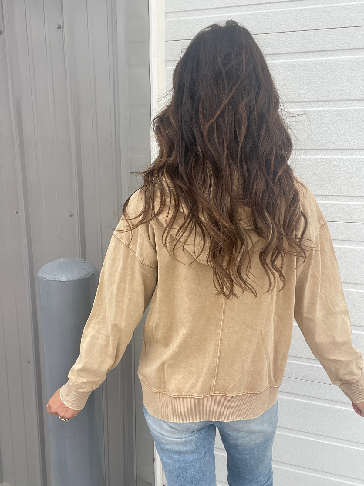 Happy All Around Mineral Washed Hoodie In 4 Colors: Camel, Coral, Smoke, Blue *Final Sale*