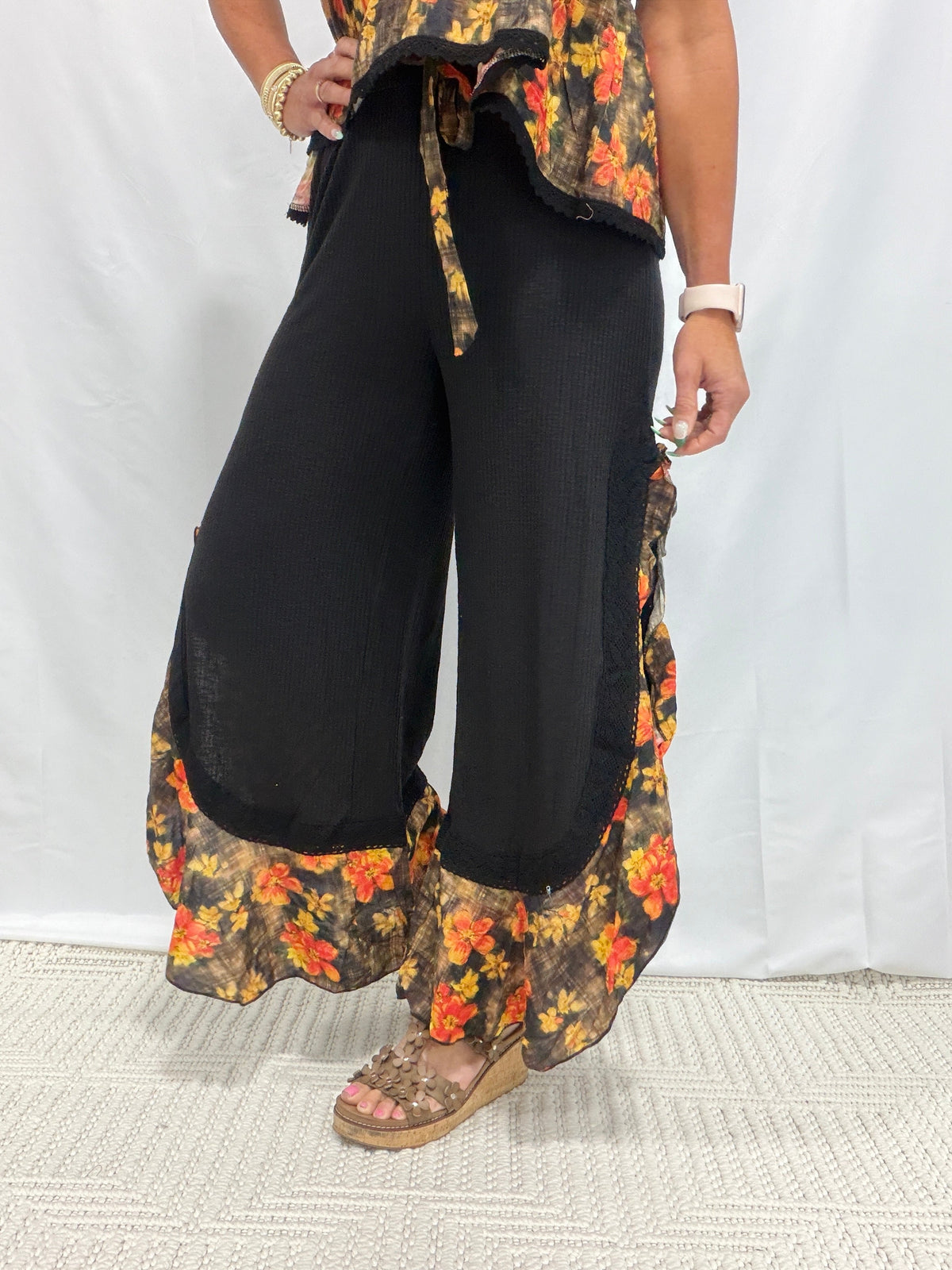 POL Home Sweet Harmony Floral Ruffle Pants In 3 Colors