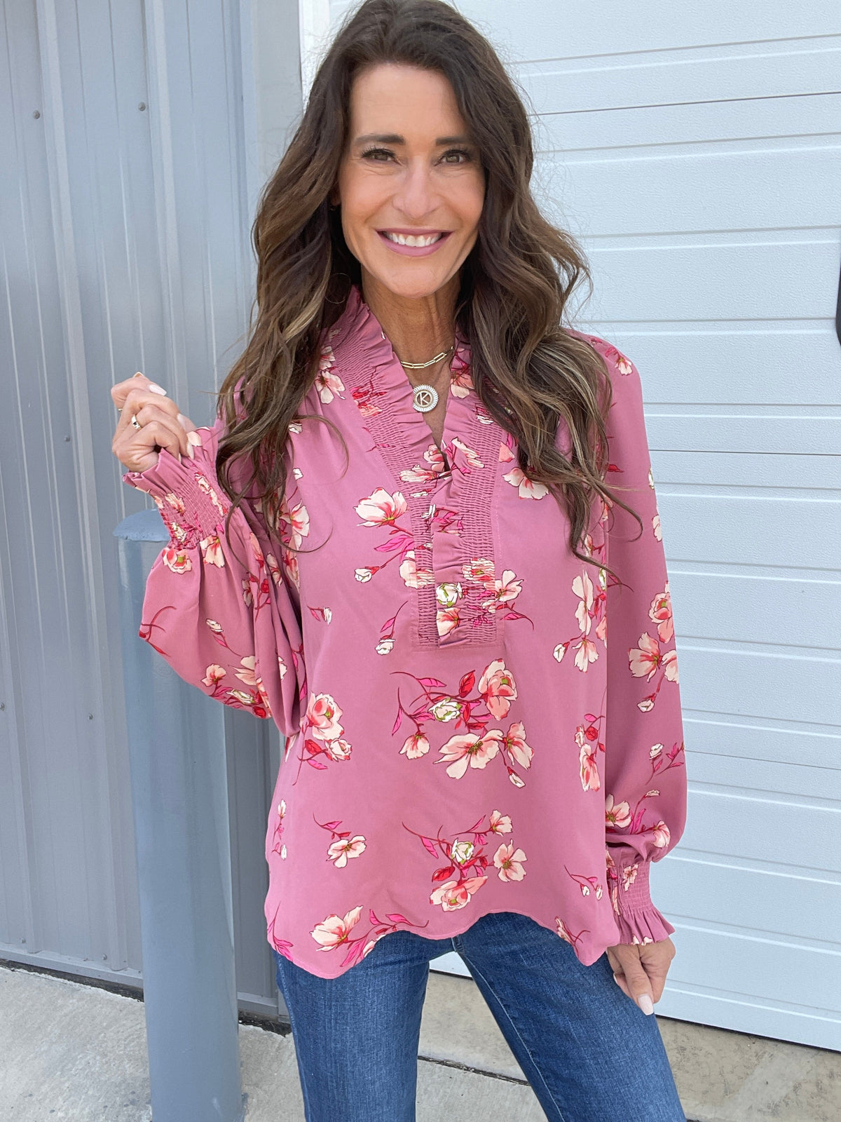 Beautiful Bliss Printed Woven Blouse In 2 Colors: Rose, Expresso *Final Sale*