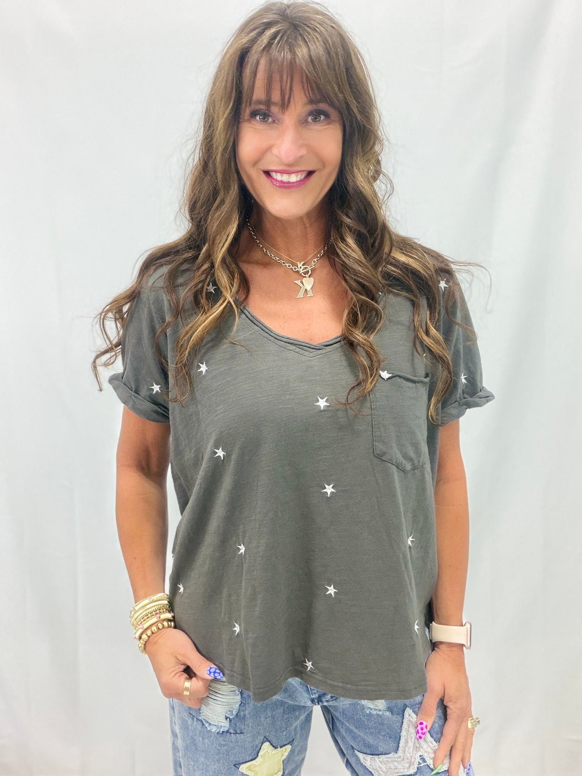 Moonlit Mood Embroidery Washed Top In 2 Colors