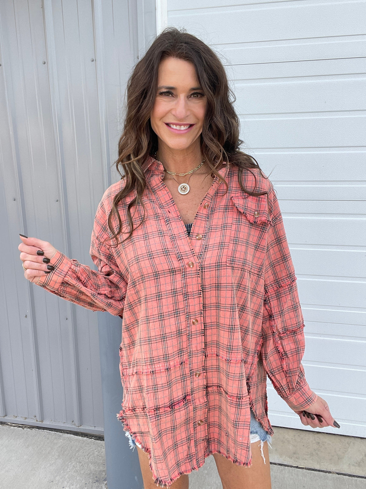 Soul Sister Mineral Washed Plaid Top In 4 Colors
