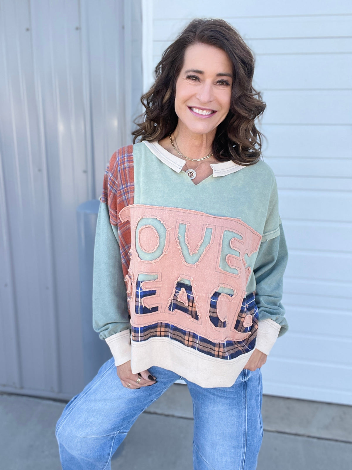 Oli & Hali Heart And Harmony Long Sleeve Terry Knit Pullover Top In 2 Colors *Final Sale*