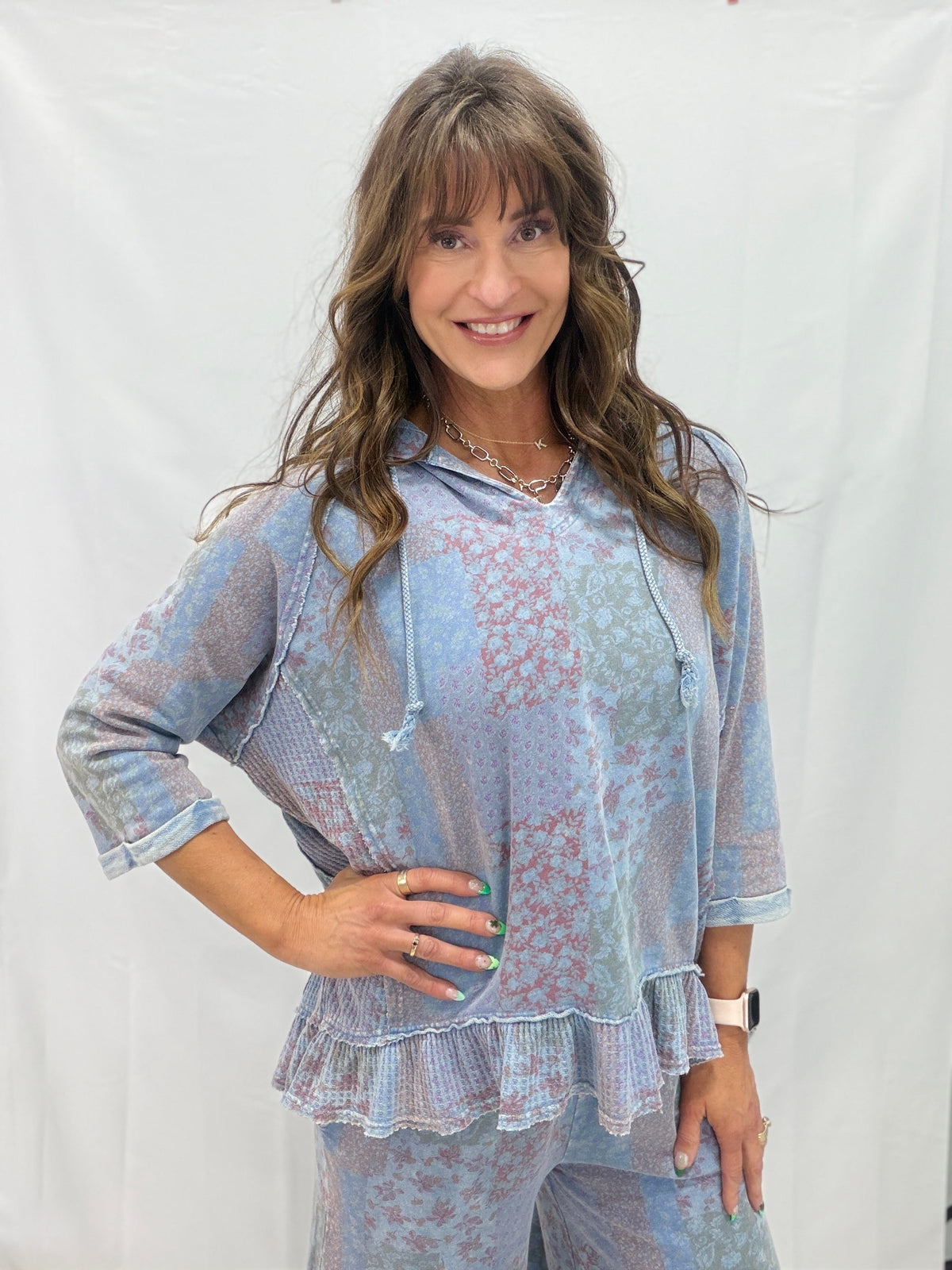I Run Away Patchwork Print Top In 3 Colors