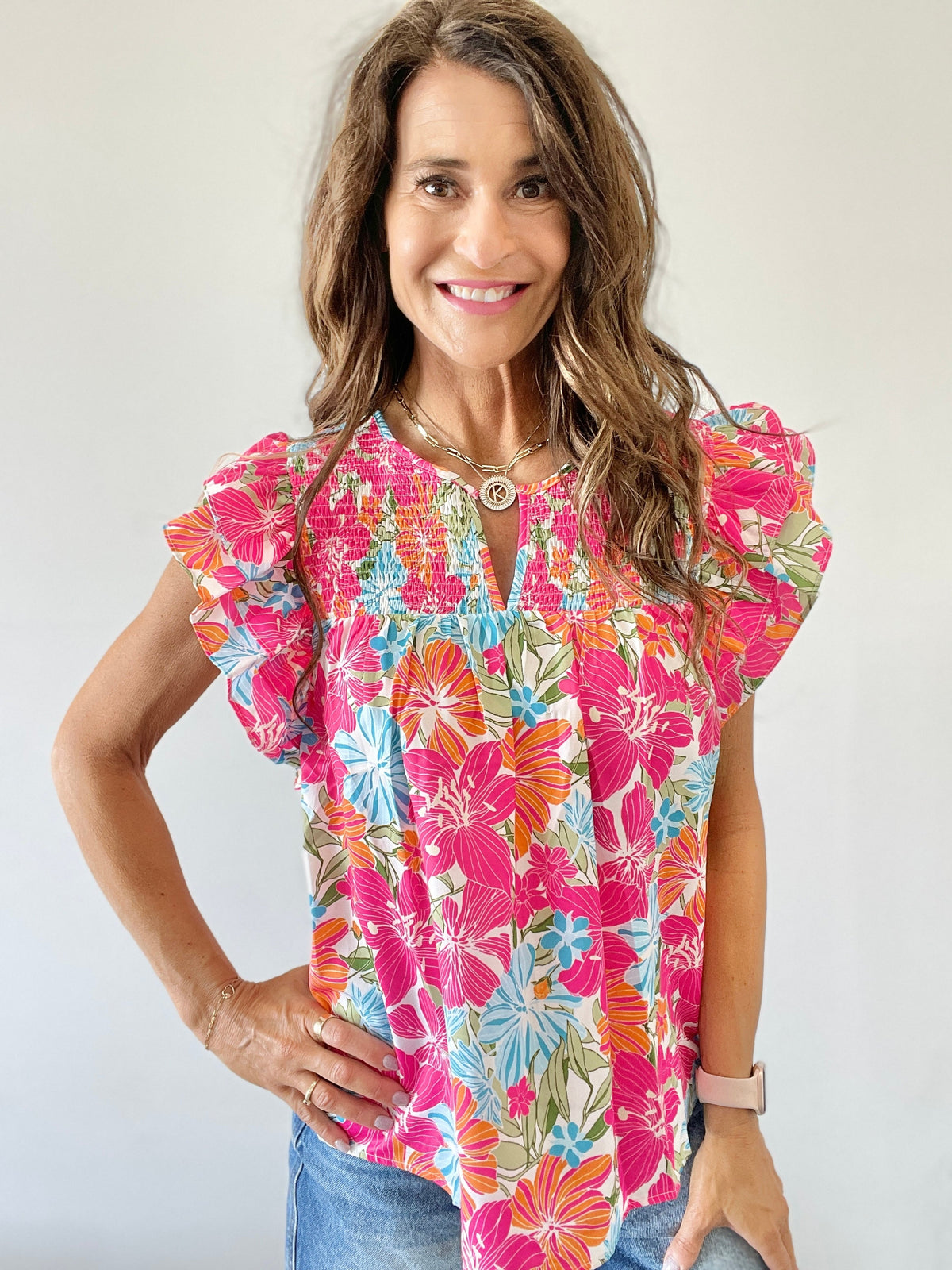 Floral Bliss Ruffle Short Sleeve Top *Final Sale*
