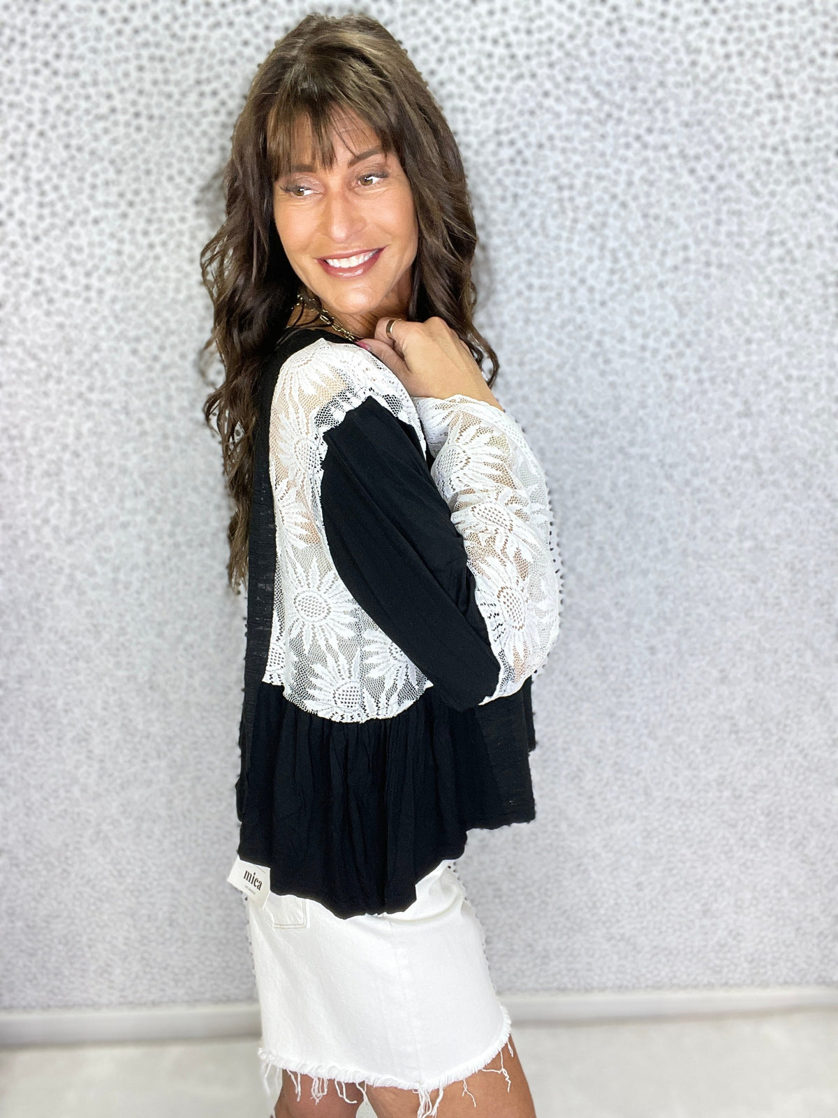 POL Lacehaven Flare Sleeve Top In 2 Colors