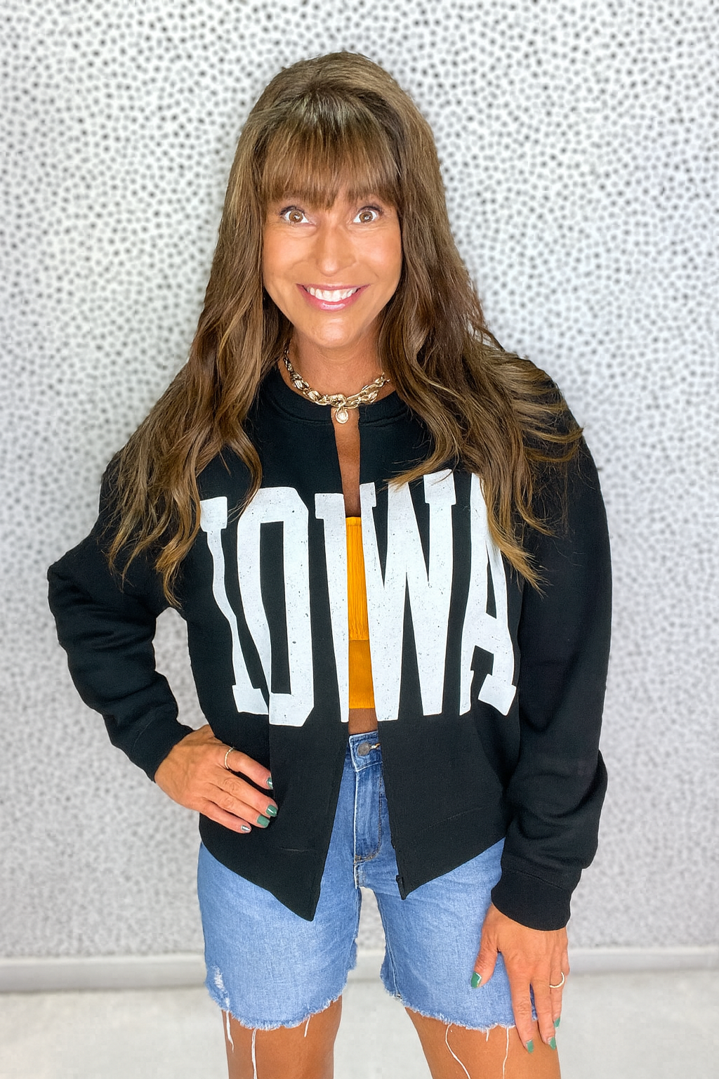 IOWA Block Letter Self Cut Cardigan