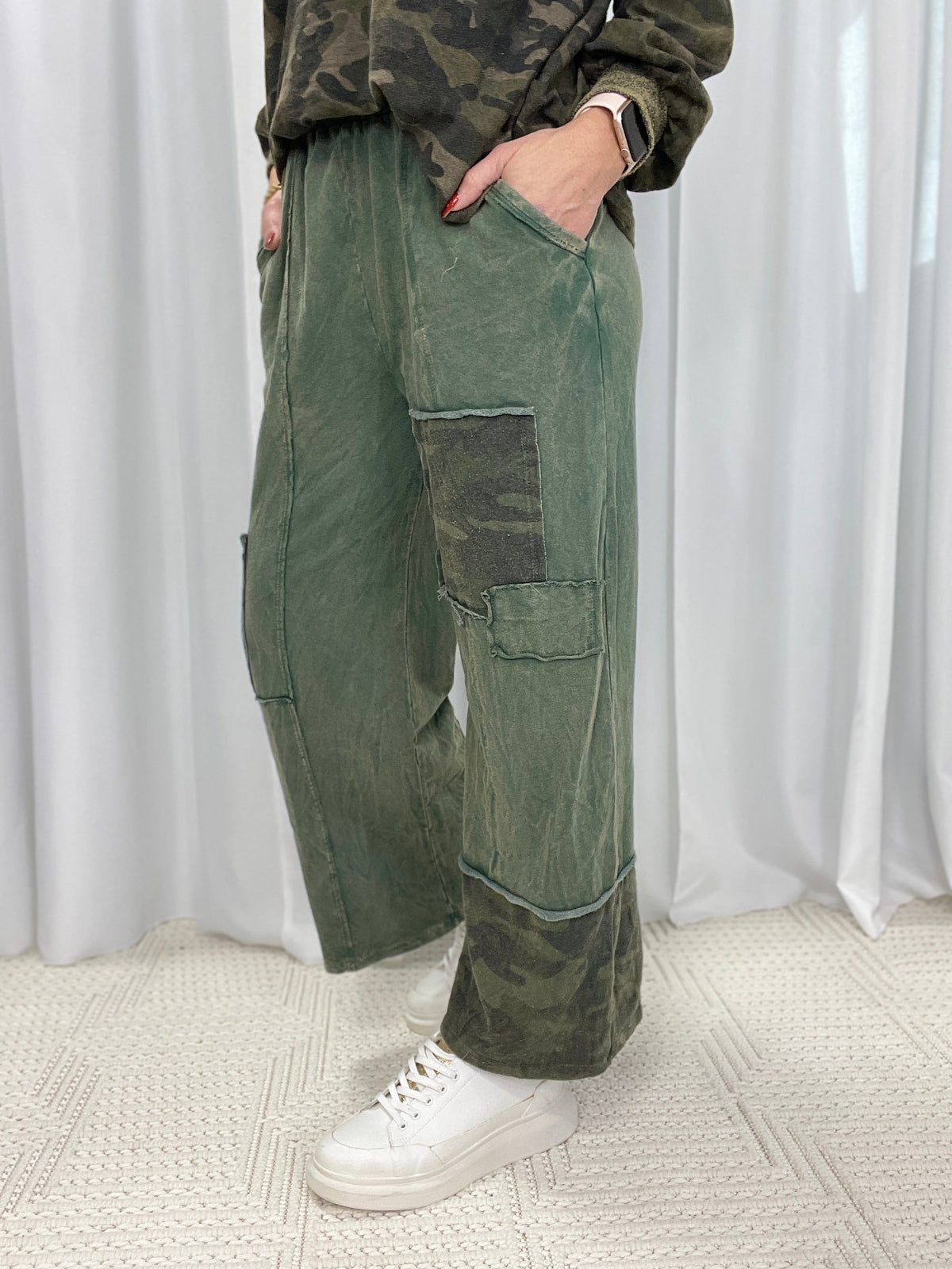 Enjoy Your Day Camo Patch Pants In 4 Colors