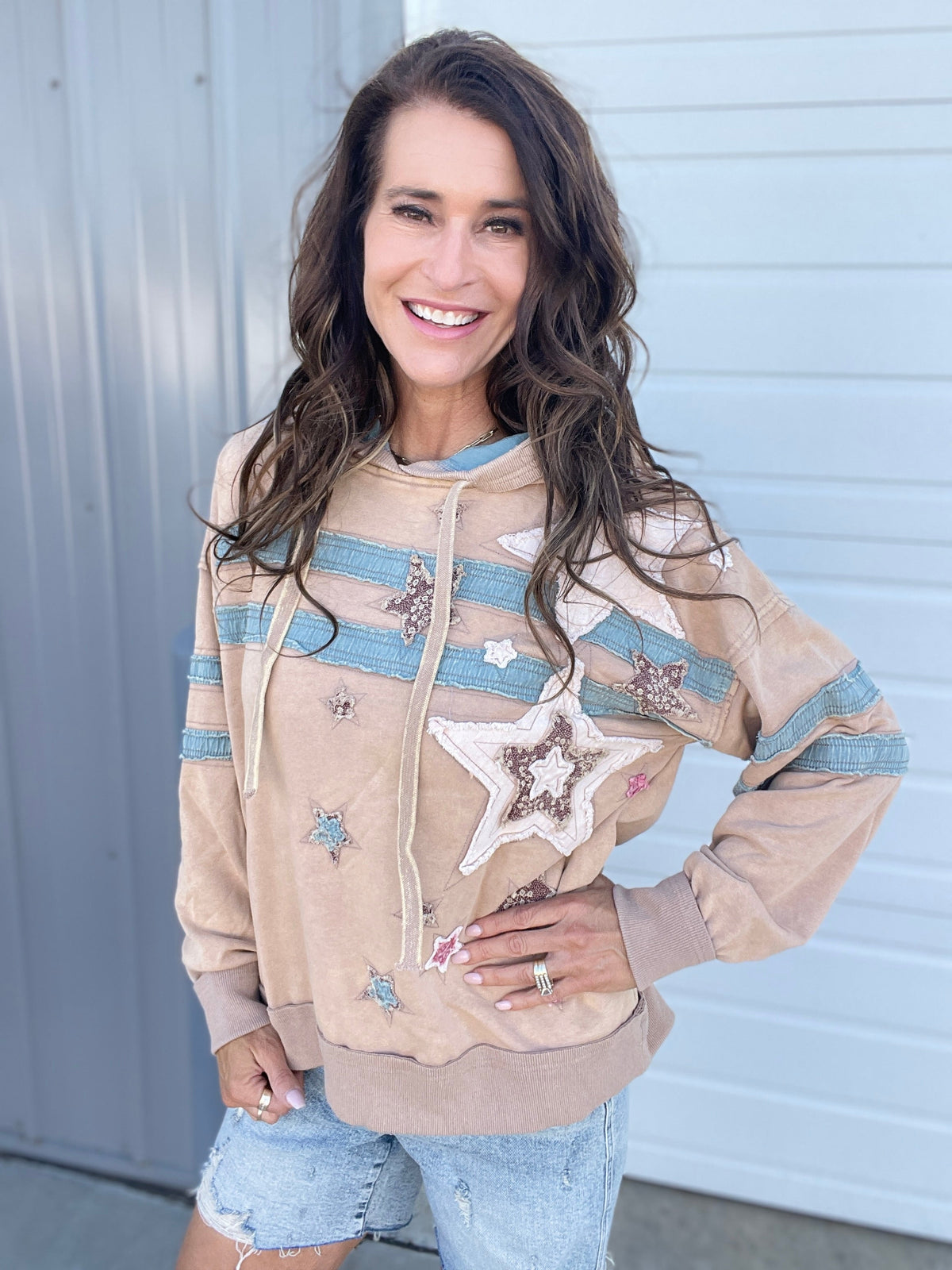 Oli & Hali Stellar Vibes Mineral Washed Hoodie In 2 Colors: Mocha, Dark Brown *Final Sale*