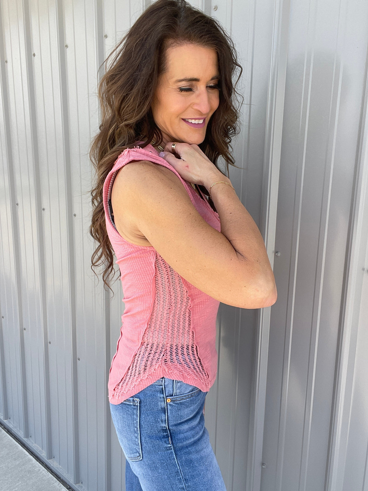 Pol Rock And Roll Sleeveless Top In Rose *Final Sale*