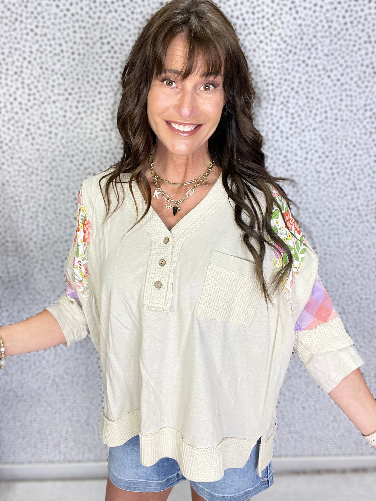 Let's Talk About This 3/4 Sleeve Soft Washed Henley Top In 2 Colors