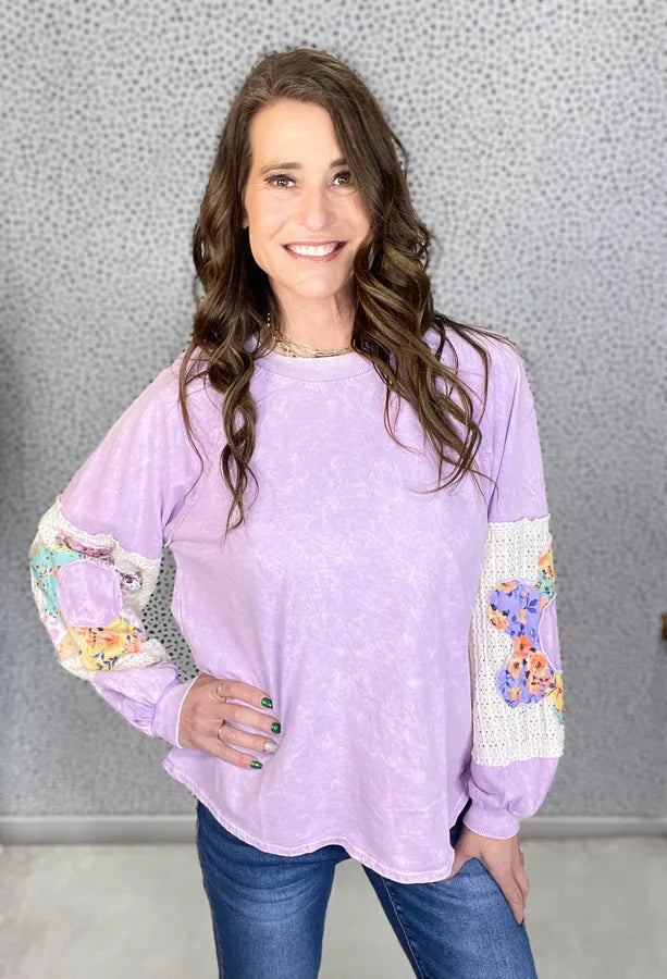Still Playing Floral Patch Long Sleeve Top In 3 Colors *Final Sale*