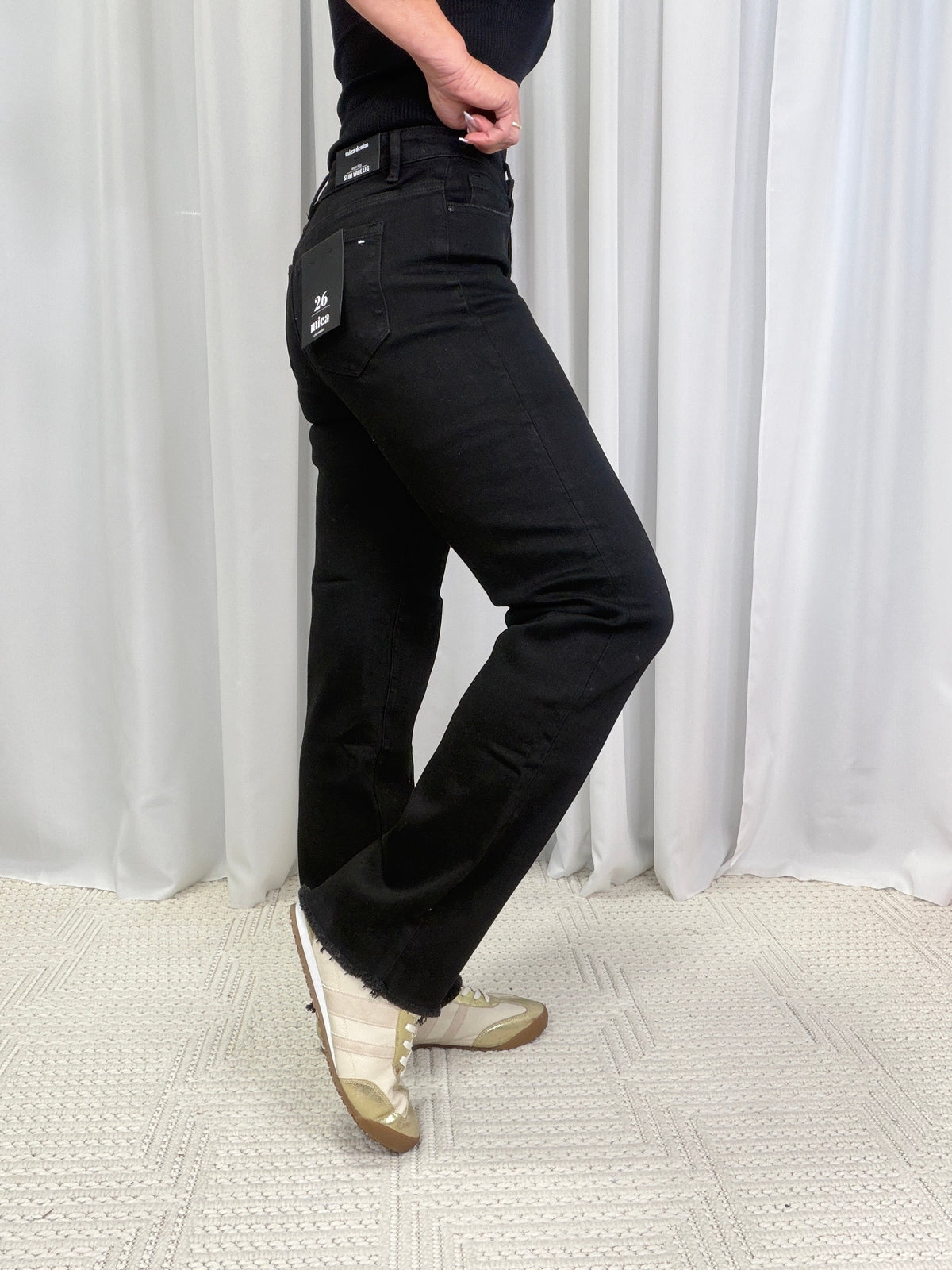 Mica Rylie High Rise With Raw Hem Jeans 251 In Black