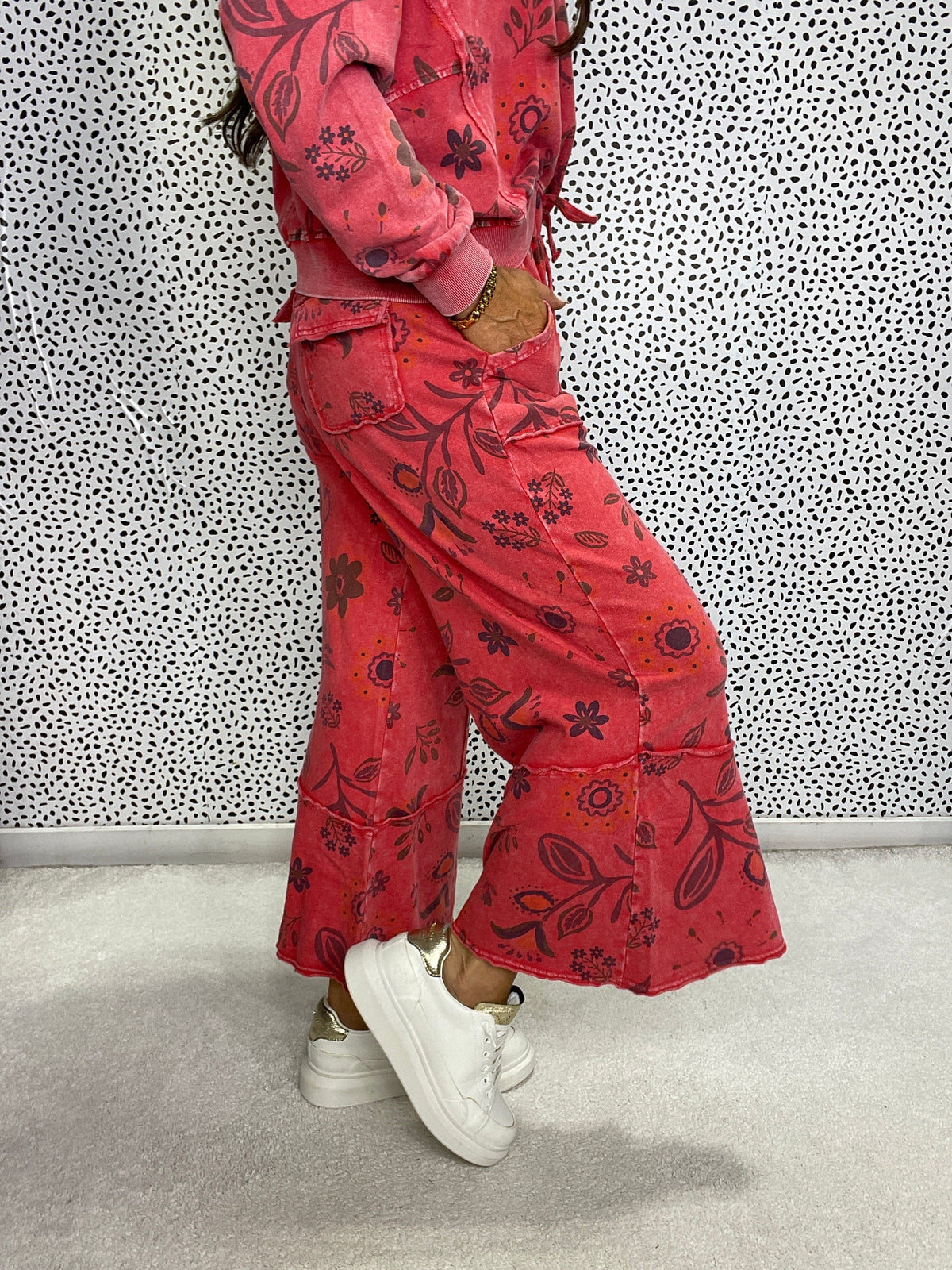 Find My Way Floral Print Terry Pants In 3 Colors