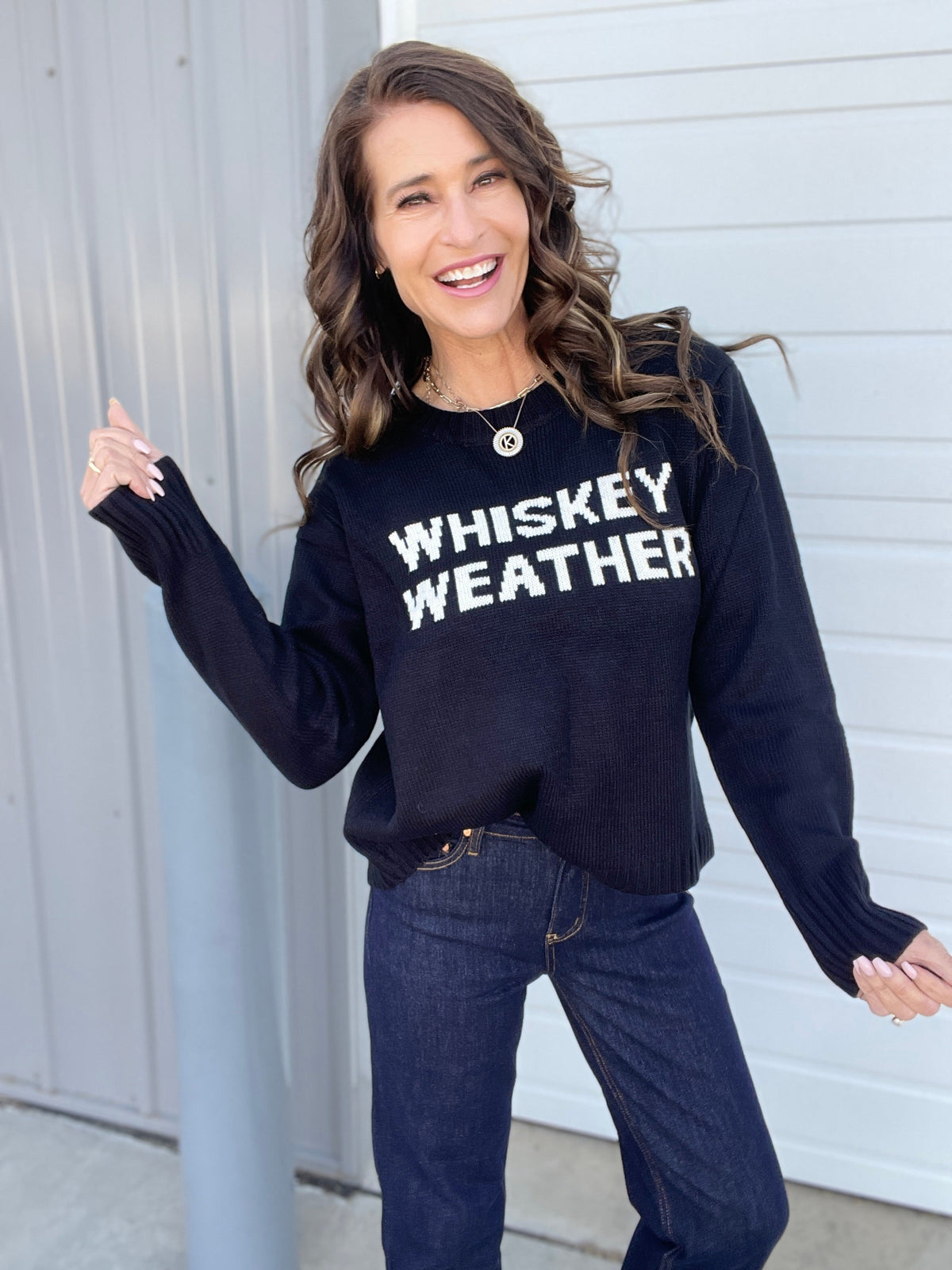 Black Whiskey Weather Sweater