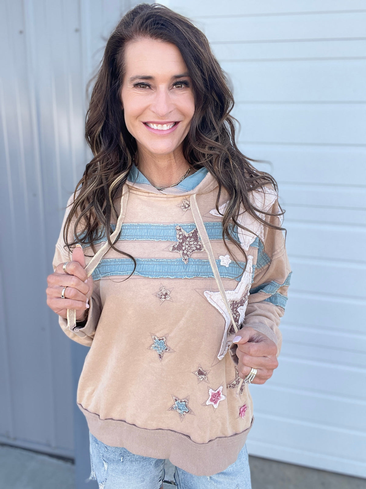 Oli & Hali Stellar Vibes Mineral Washed Hoodie In 2 Colors: Mocha, Dark Brown *Final Sale*