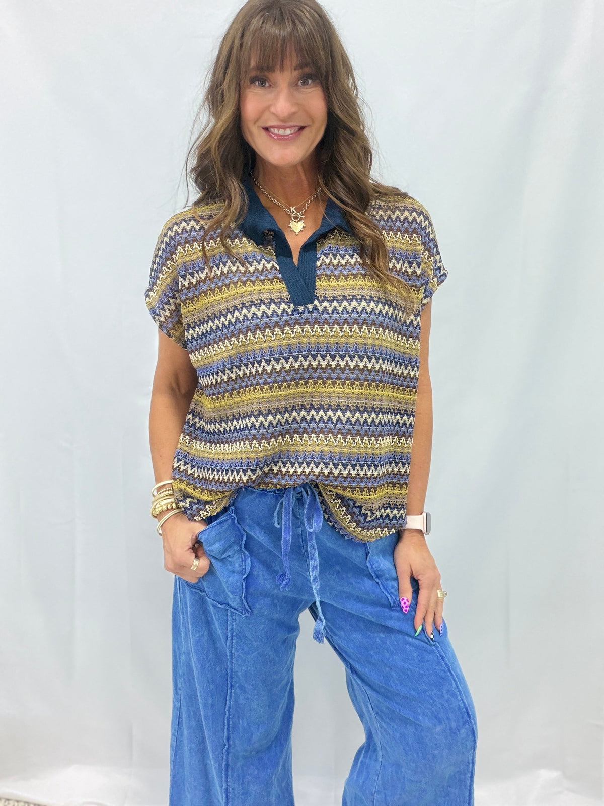 Oli & Hali Stripped Success Top In 2 Colors