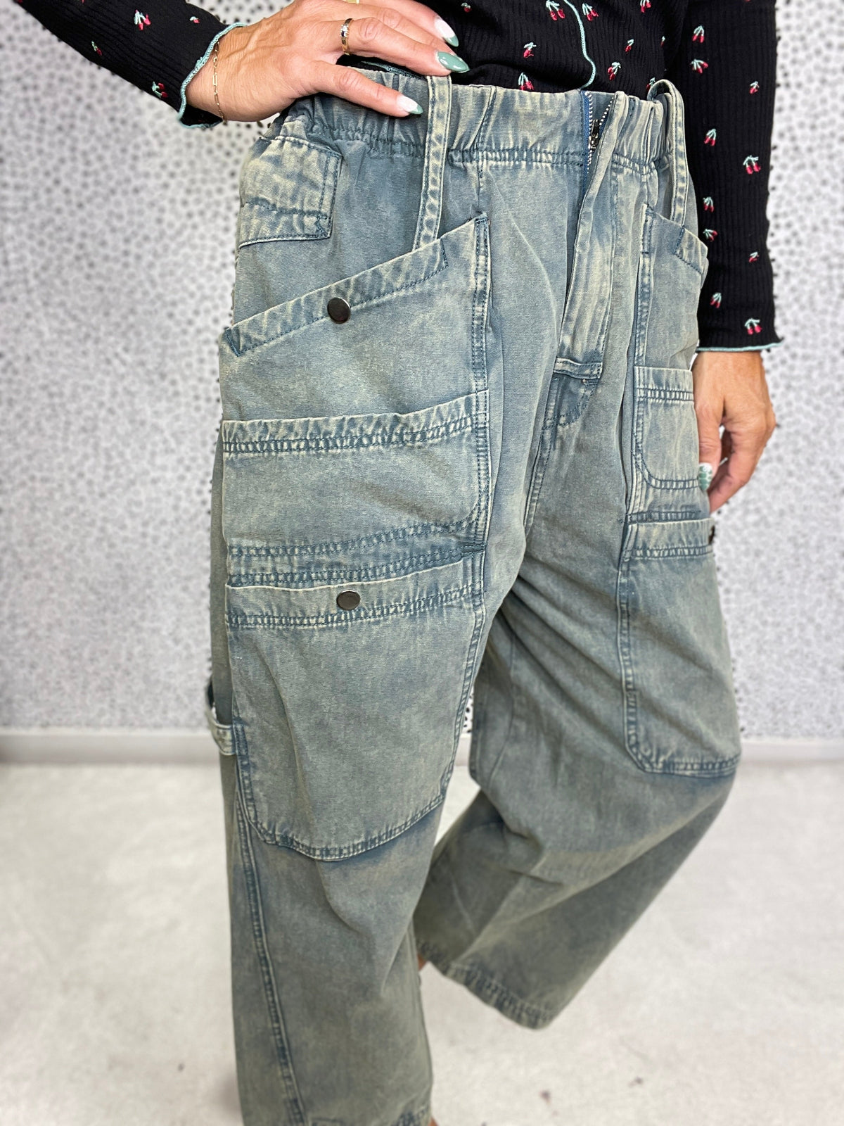 Oli & Hali Mineral Washed Wide Leg Cargo Jean In 2 Colors *Final Sale*
