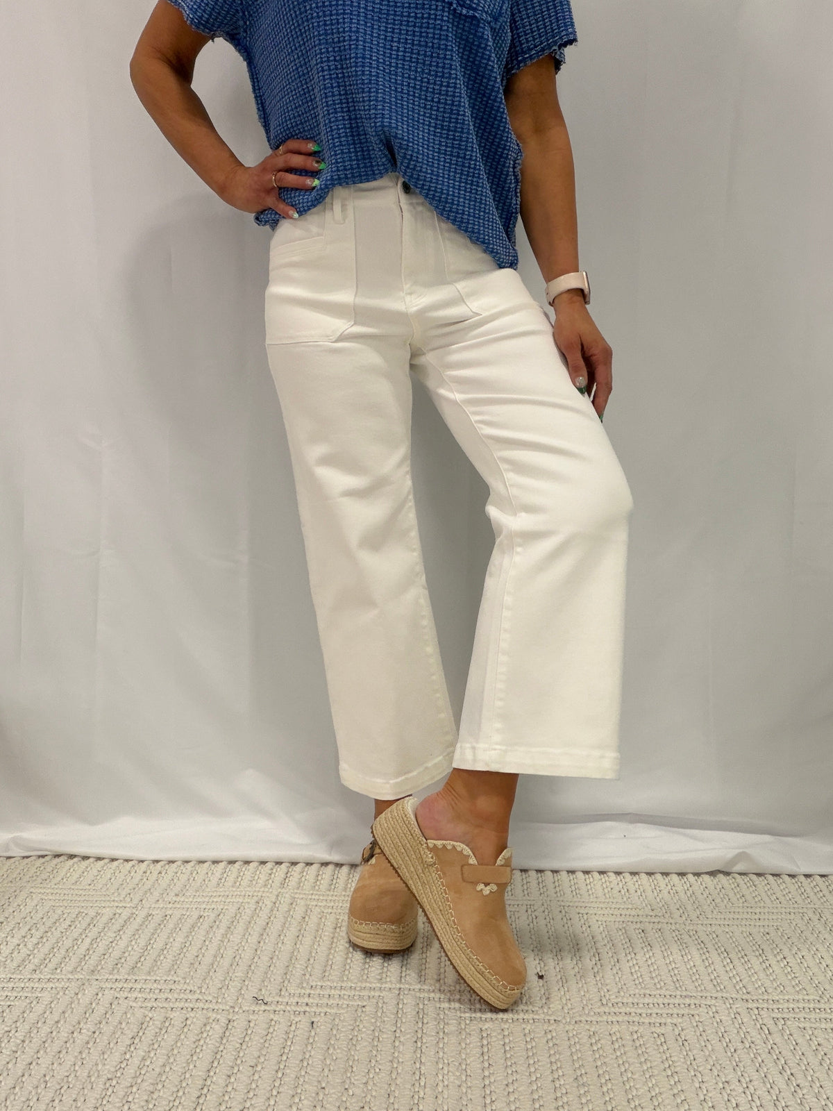 Mica Super High Wide Cropped Utility Jeans 539 In Milk *Final Sale*