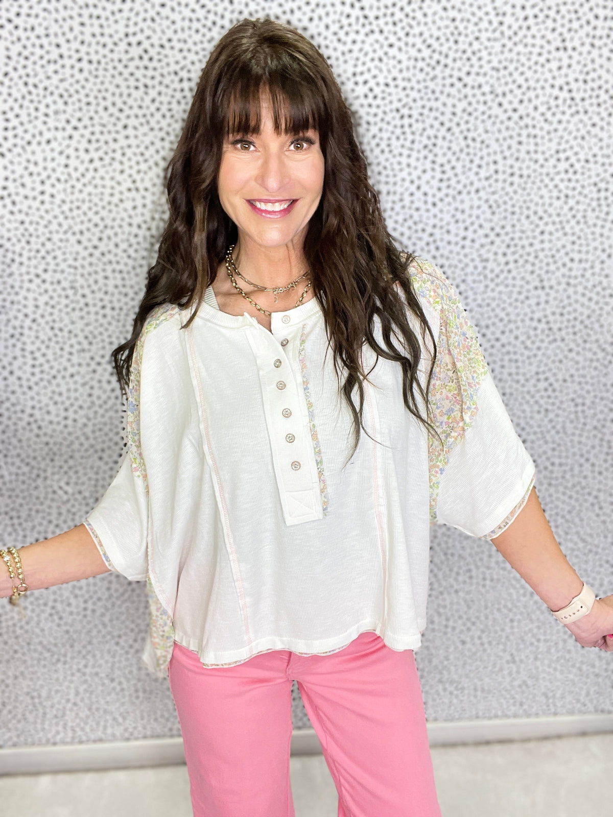 POL Stepping Out WIth The Girls Floral Print Patch Top In 3 Colors
