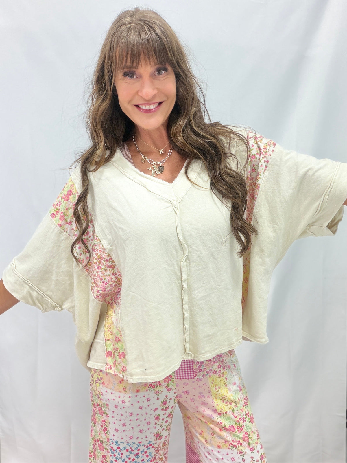 Floral Frolic Mineral Washed Spring Picnic Poncho In 4 Colors