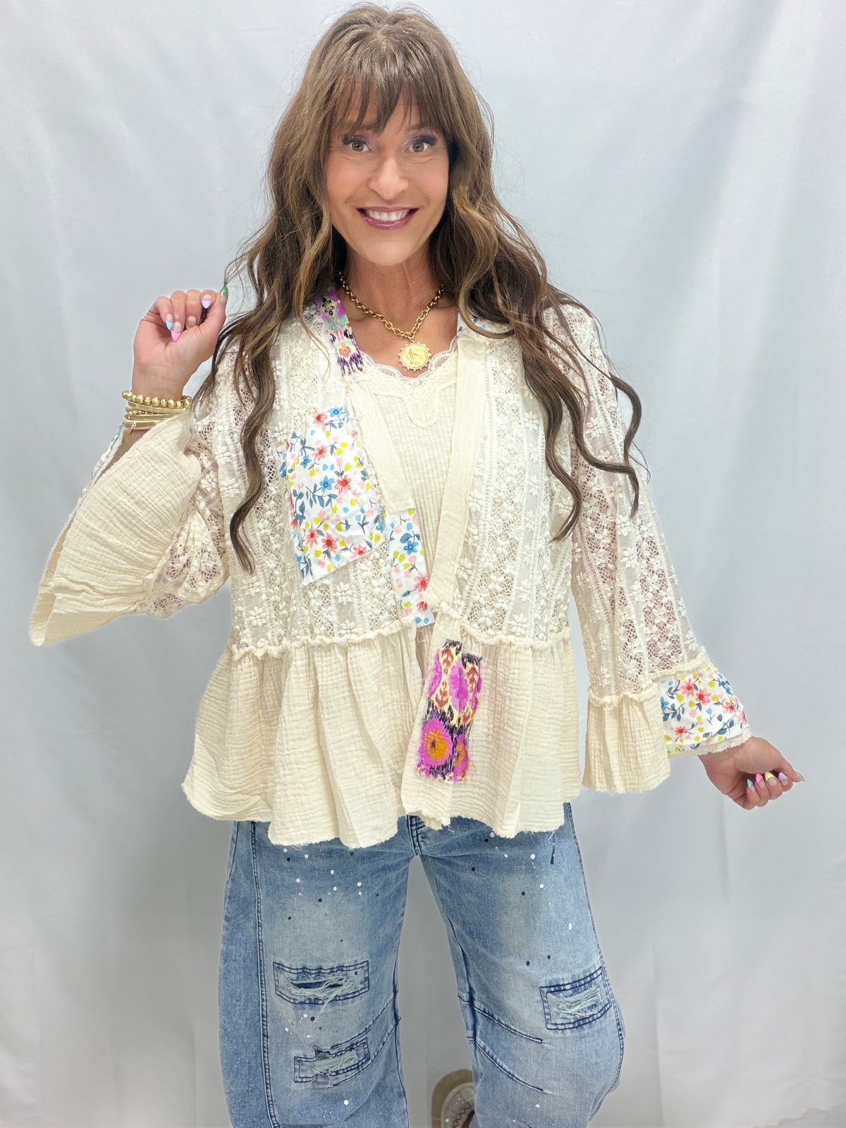 POL Bringing Sun Stretch Lace Cardigan In 3 Colors