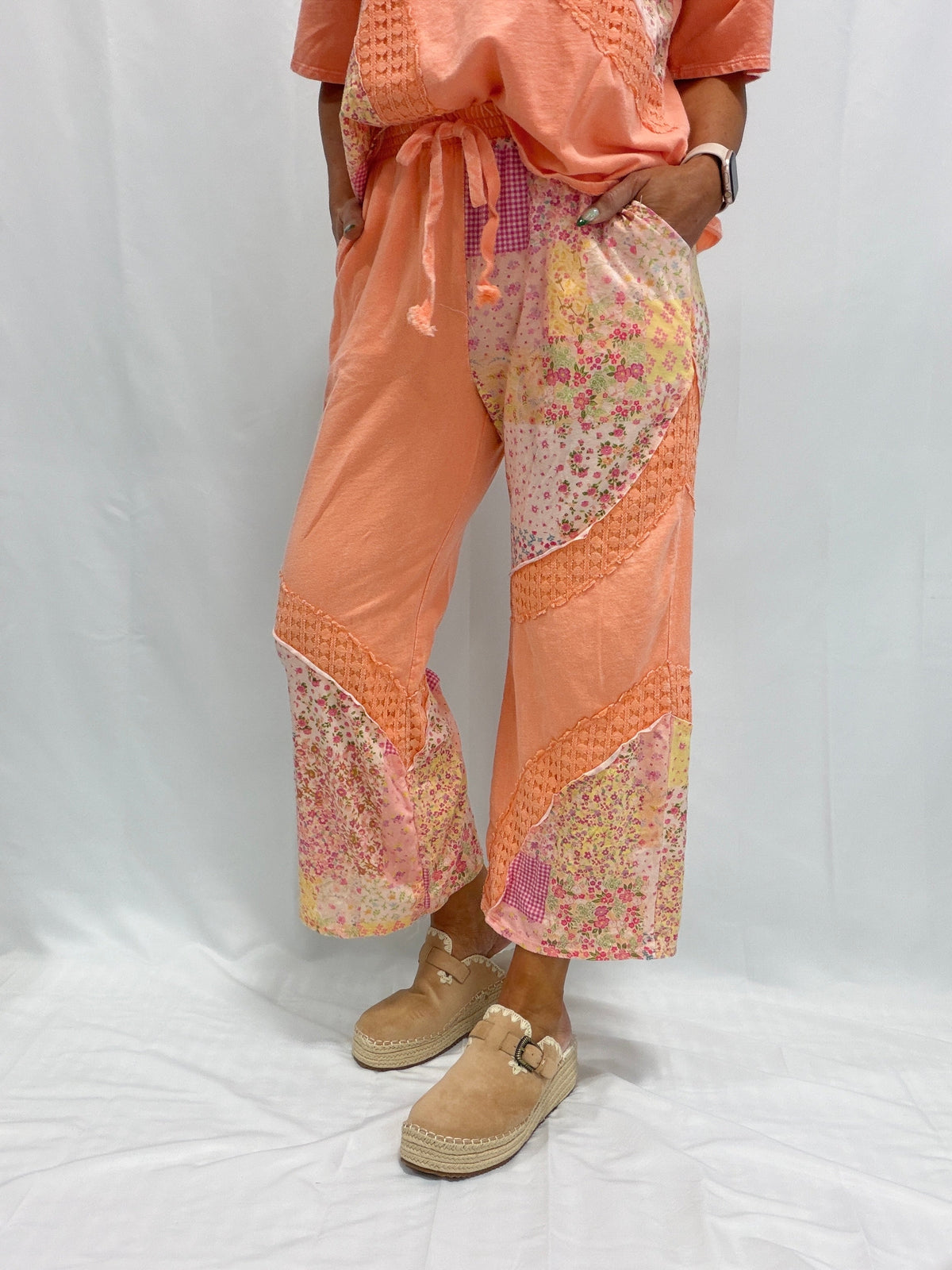Blossom Trail Mineral Washed Picnic Print Pants in 4 Colors