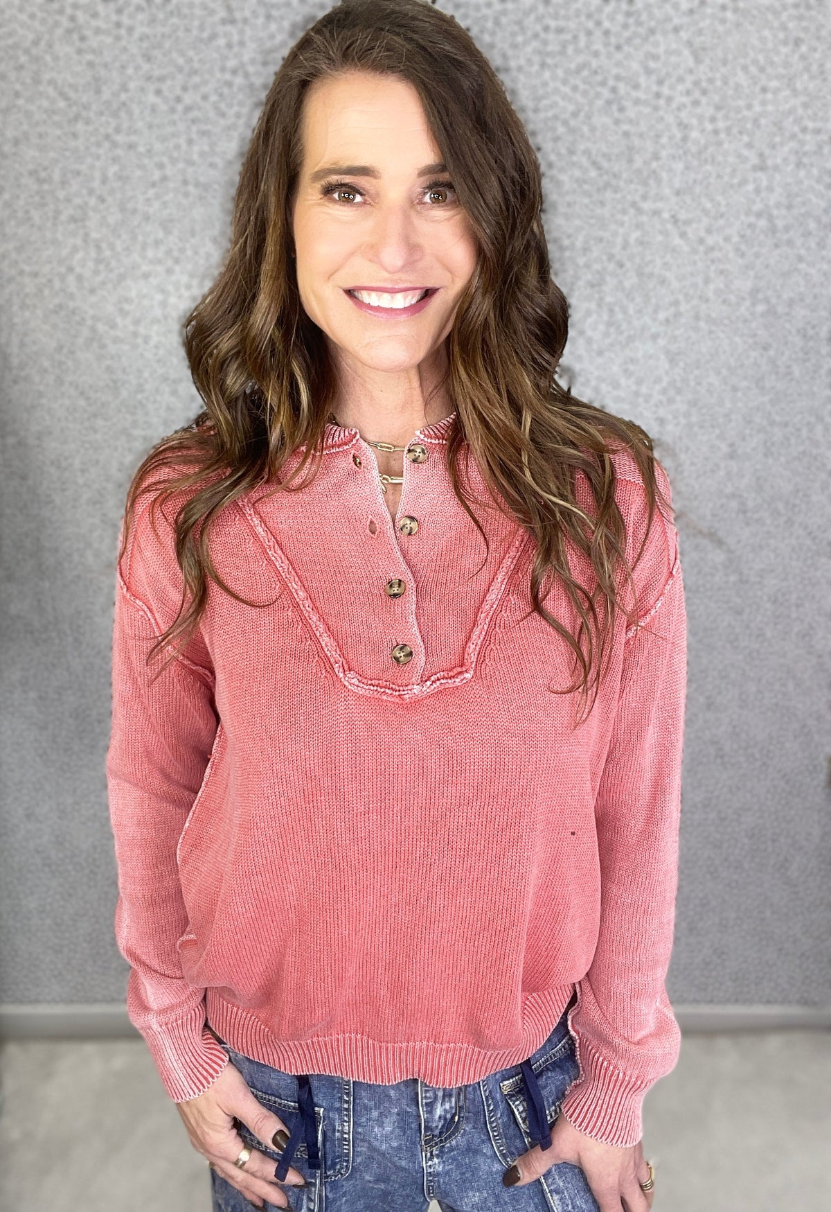 Sands Of Time Washed Out Knit Sweater Pullover In 2 Colors