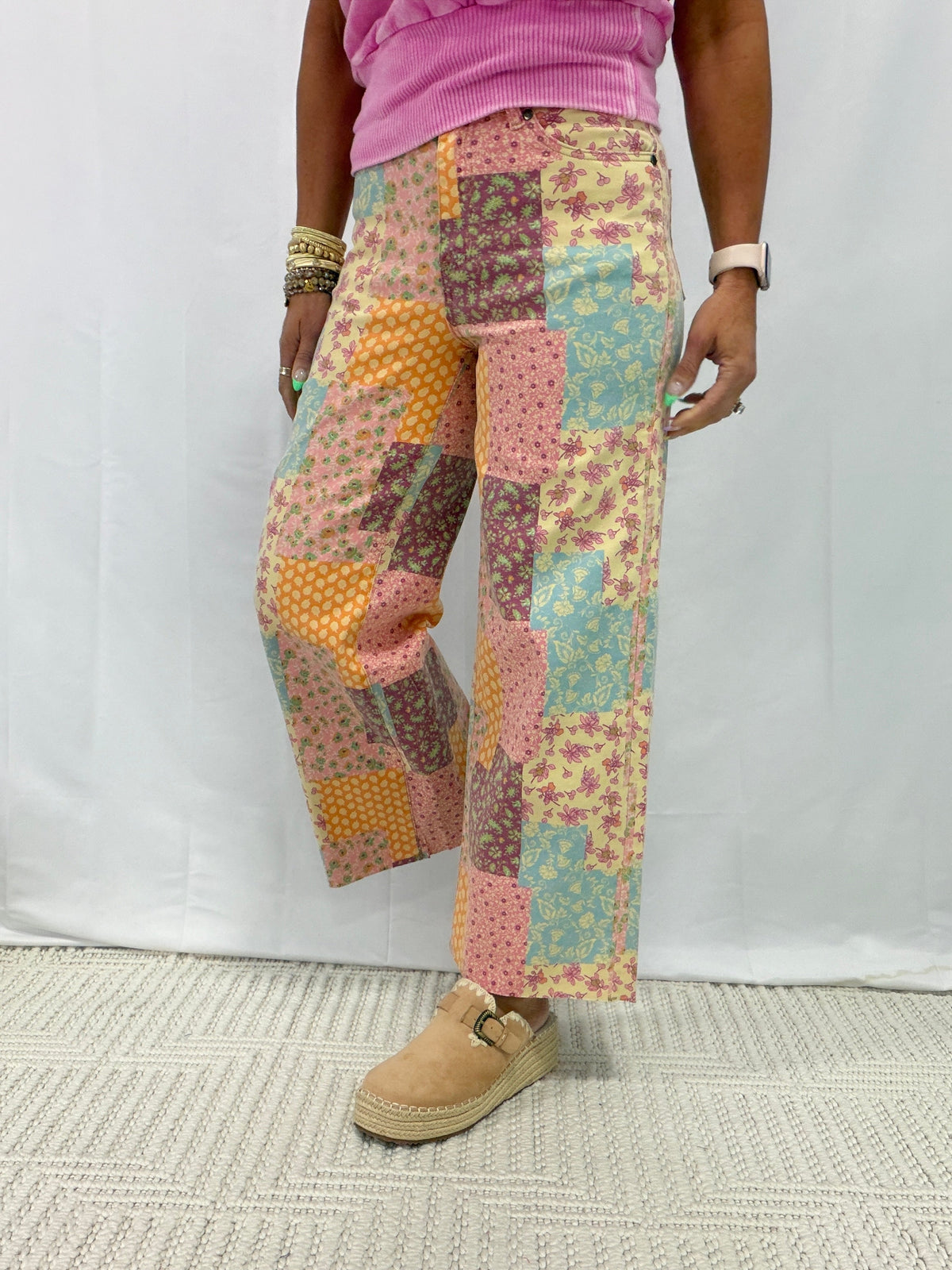 Of Sound Mind Patchwork Twill Pants In Denim