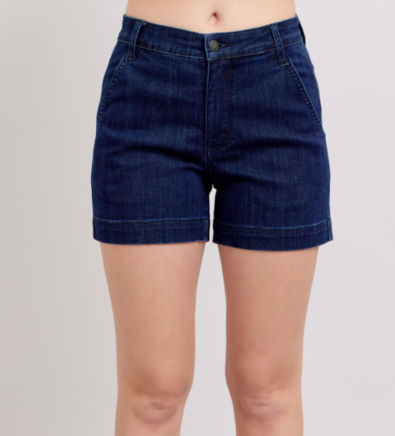 Judy Blue Emmy High Waist Denim Trouser Shorts 290 In Dark *Final Sale*
