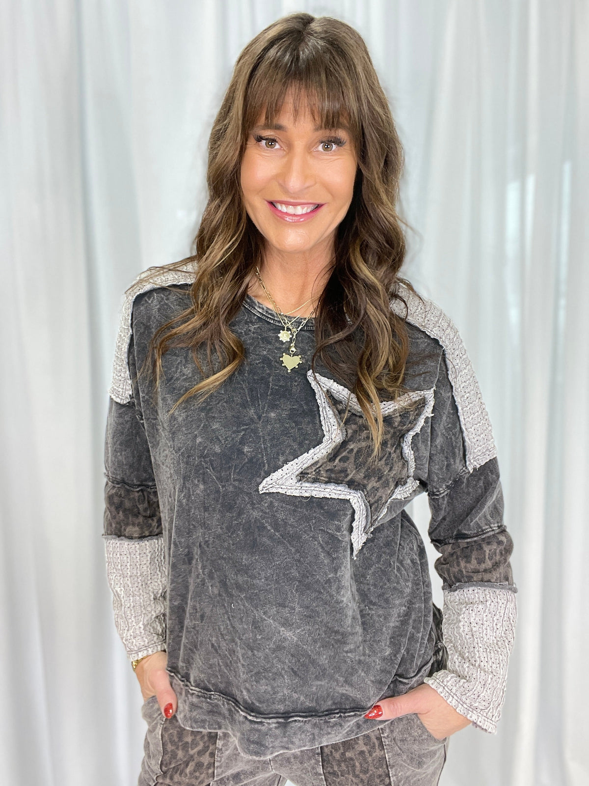 Take A Stand Star Patched Top In 2 Colors
