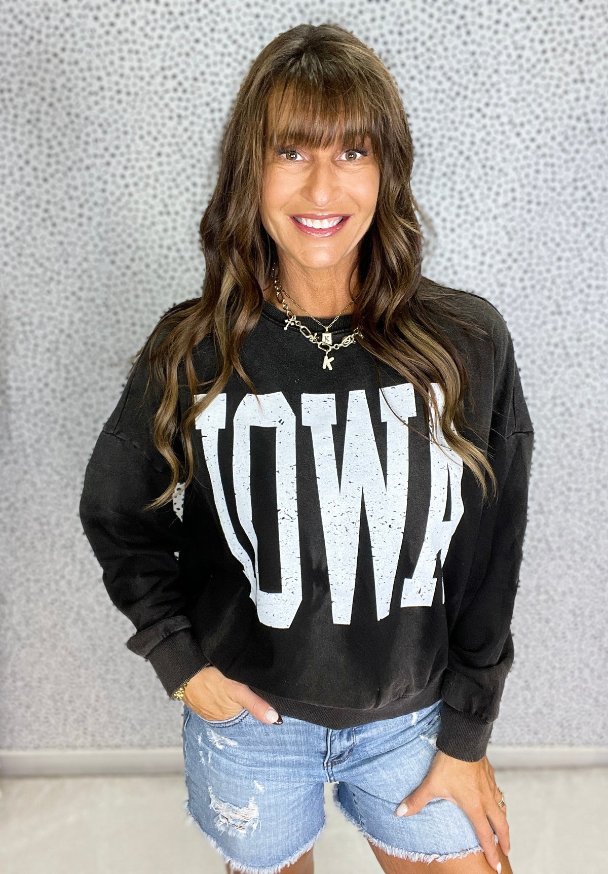 Bold Iowa Spirit Crew in Black