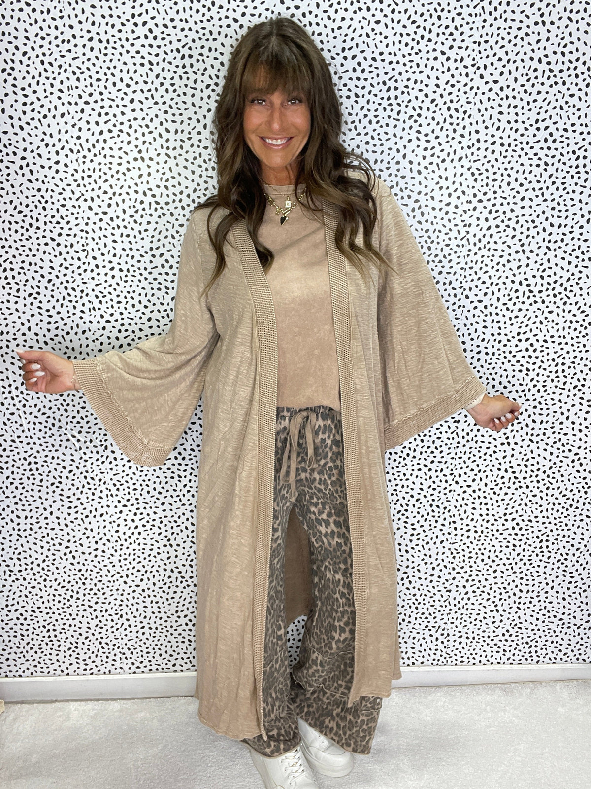 Off Duty Mineral Wash Kimono In Taupe *Final Sale*