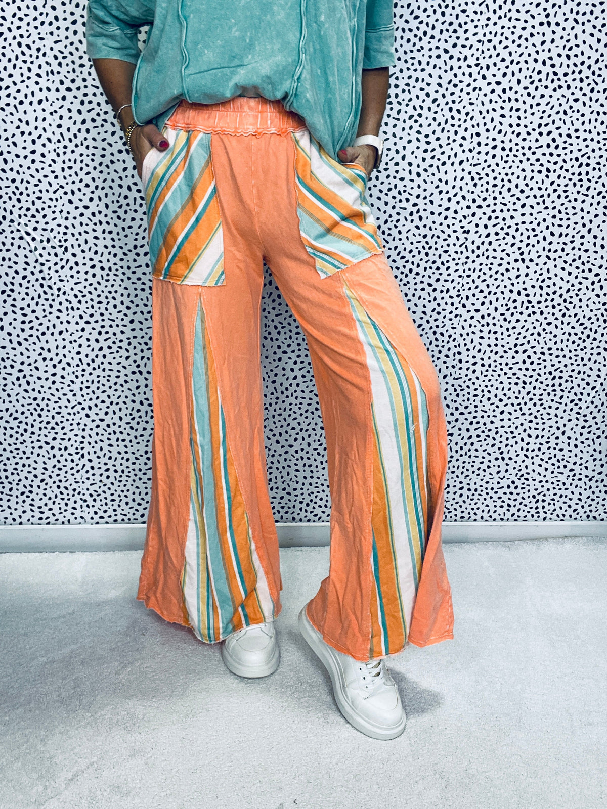 Take A Walk With Me Stripe Detail Flare Pants In 3 Colors *Final Sale*