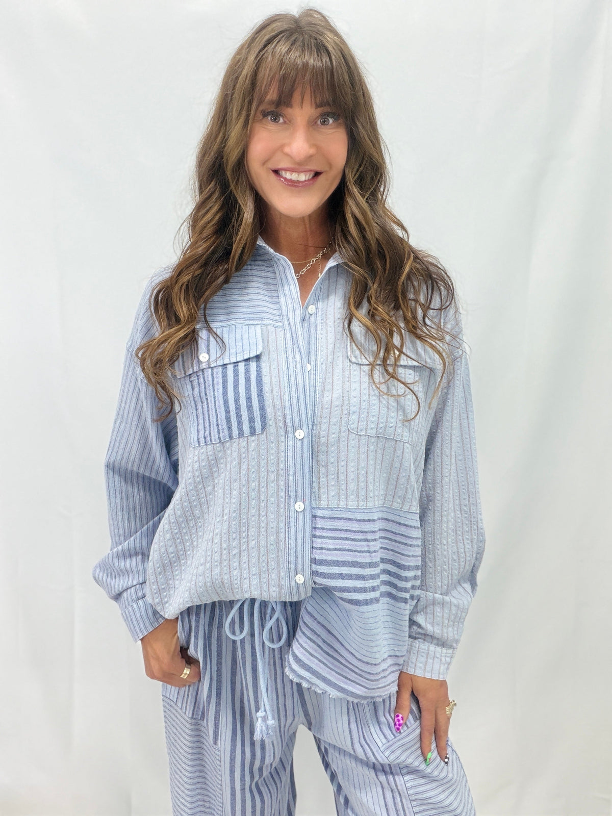 Slay Your Way Button Down Cotton Top In 2 Colors