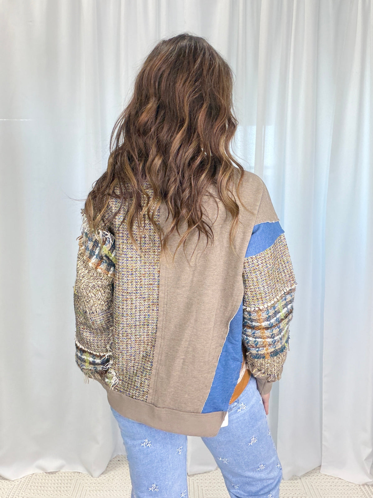 Oli & Hali Patchwork Muse Pullover In Mocha *Final Sale*
