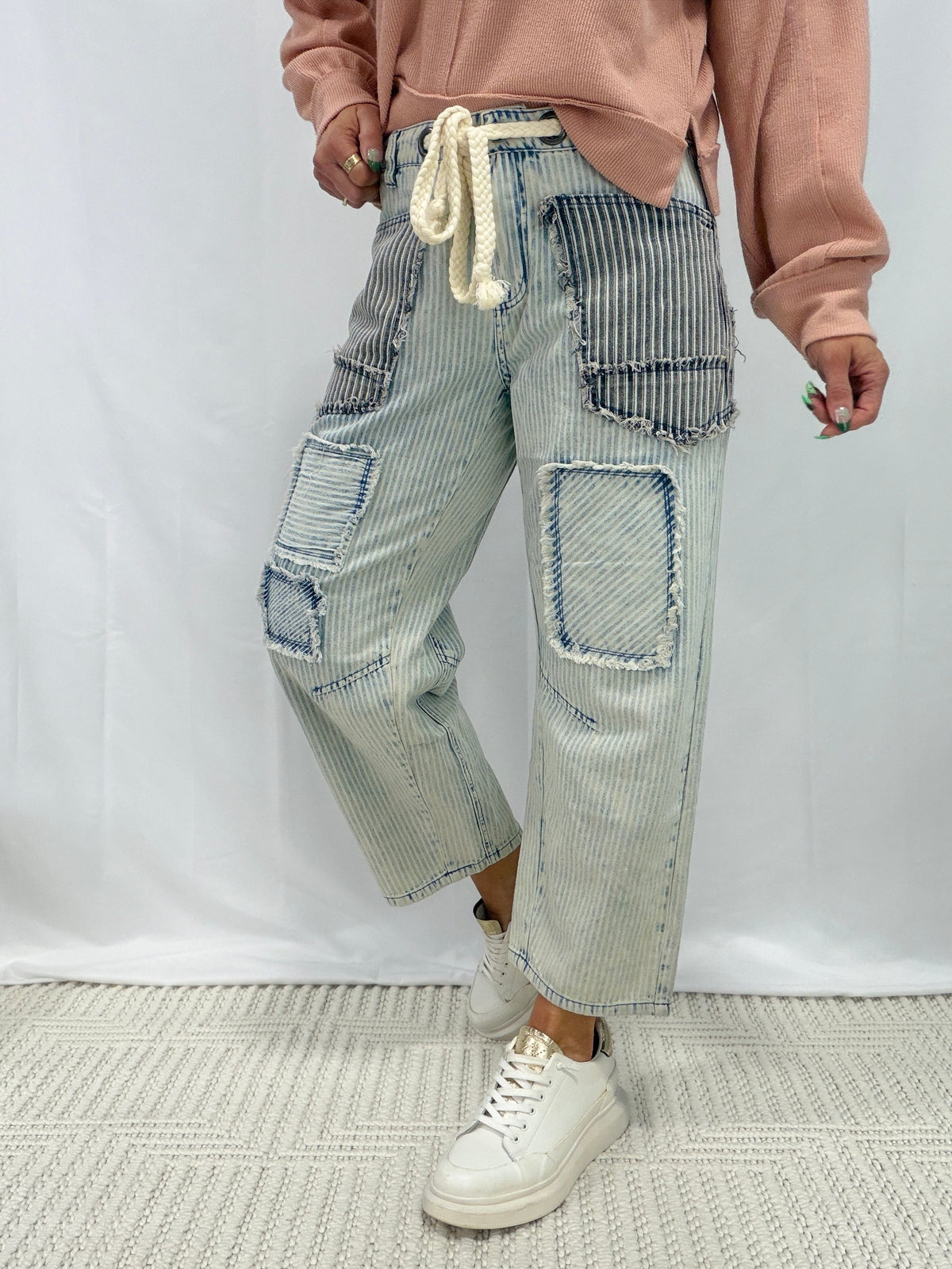 Oli & Hali Sweet Horizon Stripe Pants In Blue