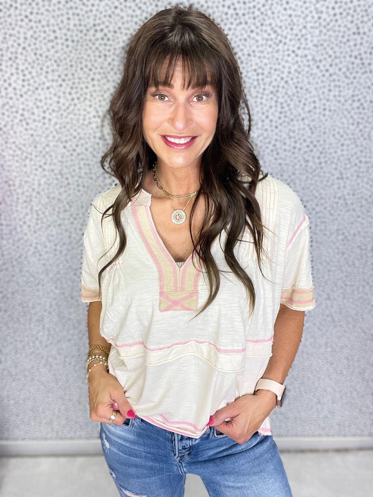 Oli & Hali Boho Spirit V-Neck Top In 2 Colors *Final Sale*