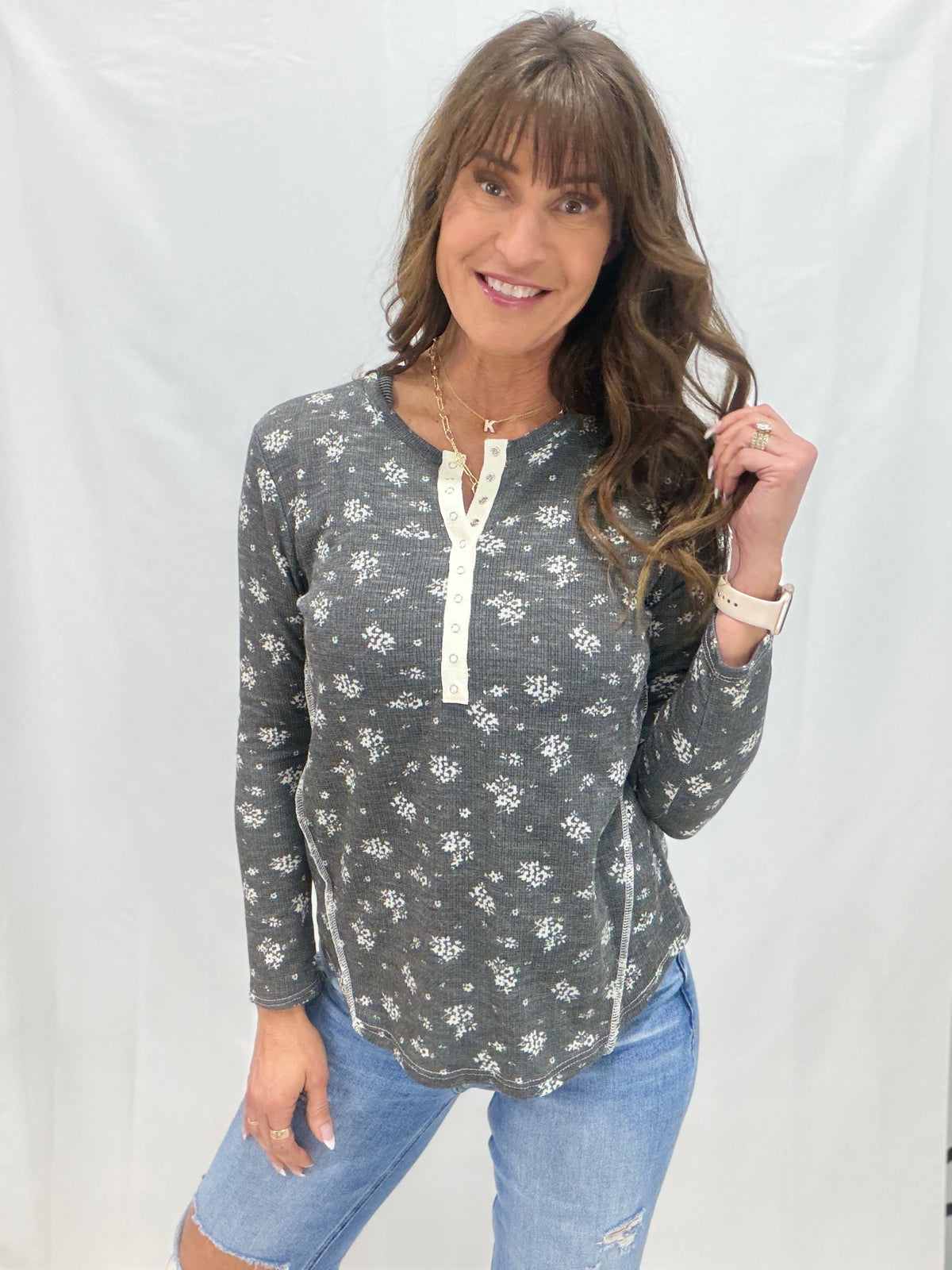 Wildflower Button Long Sleeve Top *Final Sale*