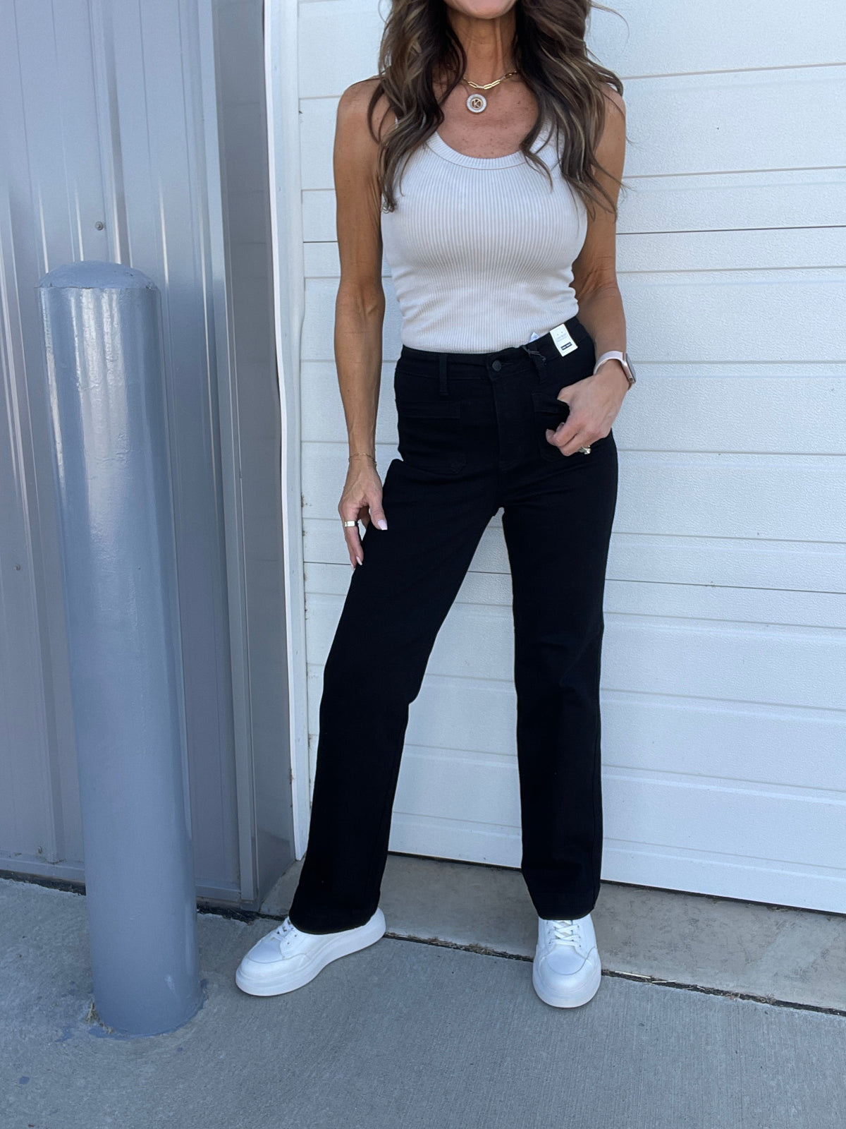 Judy Blue Ashton Black Front Patch Pocket Straight Leg Jean 827