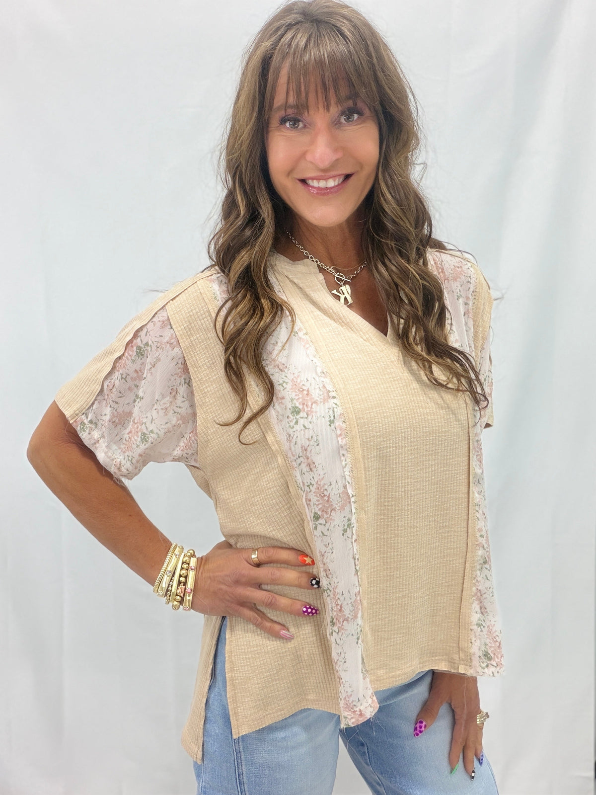 Pol Floral Fanciness Short Sleeve Top in 2 Colors *Final Sale*
