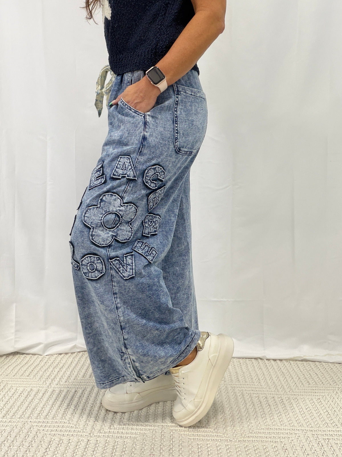 POL City Stroll Wide Leg Pants In Denim